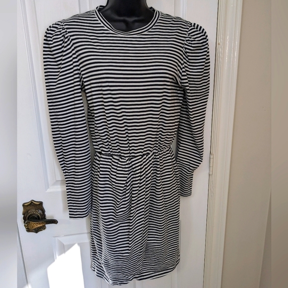 Derek Lam IO Crosby Nyla Puff Sleeve striped Cotton mini dress Size SM - Picture 2 of 16